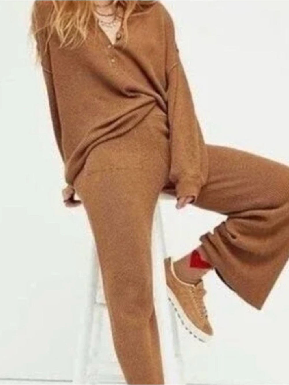 FP Beach Picnic Sweater Set in a Warm Camel